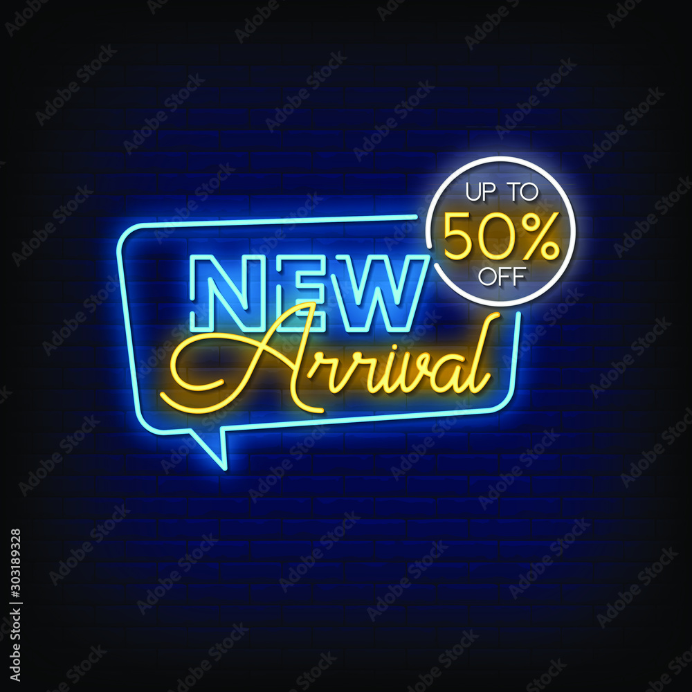 New Arrival Neon Signs Style Text vector