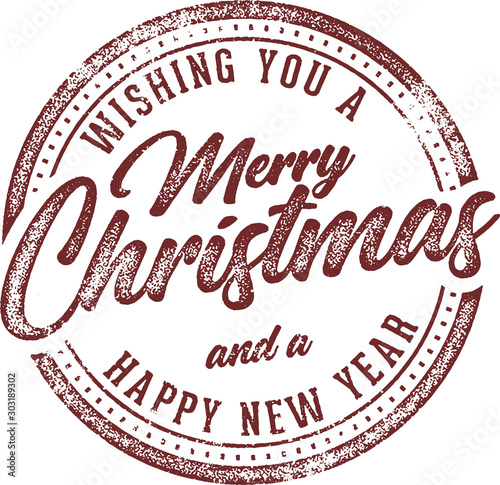 Merry Christmas and Happy New Year Holiday Card Design Element