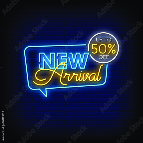 New Arrival Neon Signs Style Text vector