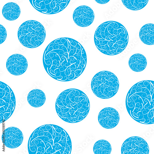 New Year pattern with falling snowflakes. Seamless vector background for winter theme. Snowflakes seamless pattern. Subtle vector texture with small hand drawn white snowflakes on blue background. 