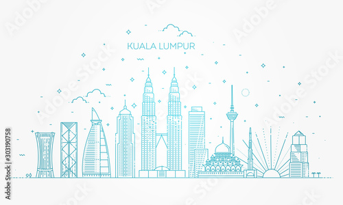 Kuala Lumpur skyline . Vector illustration