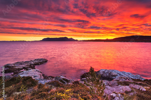 Seashore at the coast of kristiansund in norway