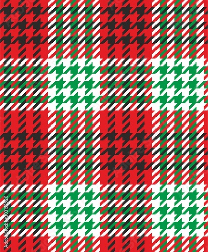 Christmas, new year, holiday background with goose foot, crowbar pattern. Seamless fabric or paper print. - vector
