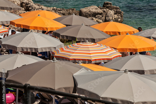 Sun umbrellas at a holiday resort