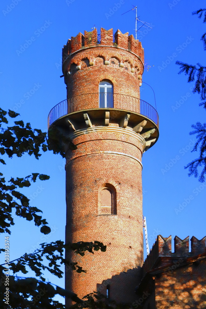 medieval tower in th monza park in italy 
