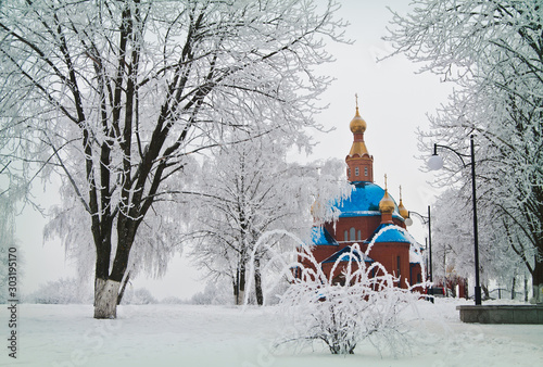 landscape with Church in winter photo