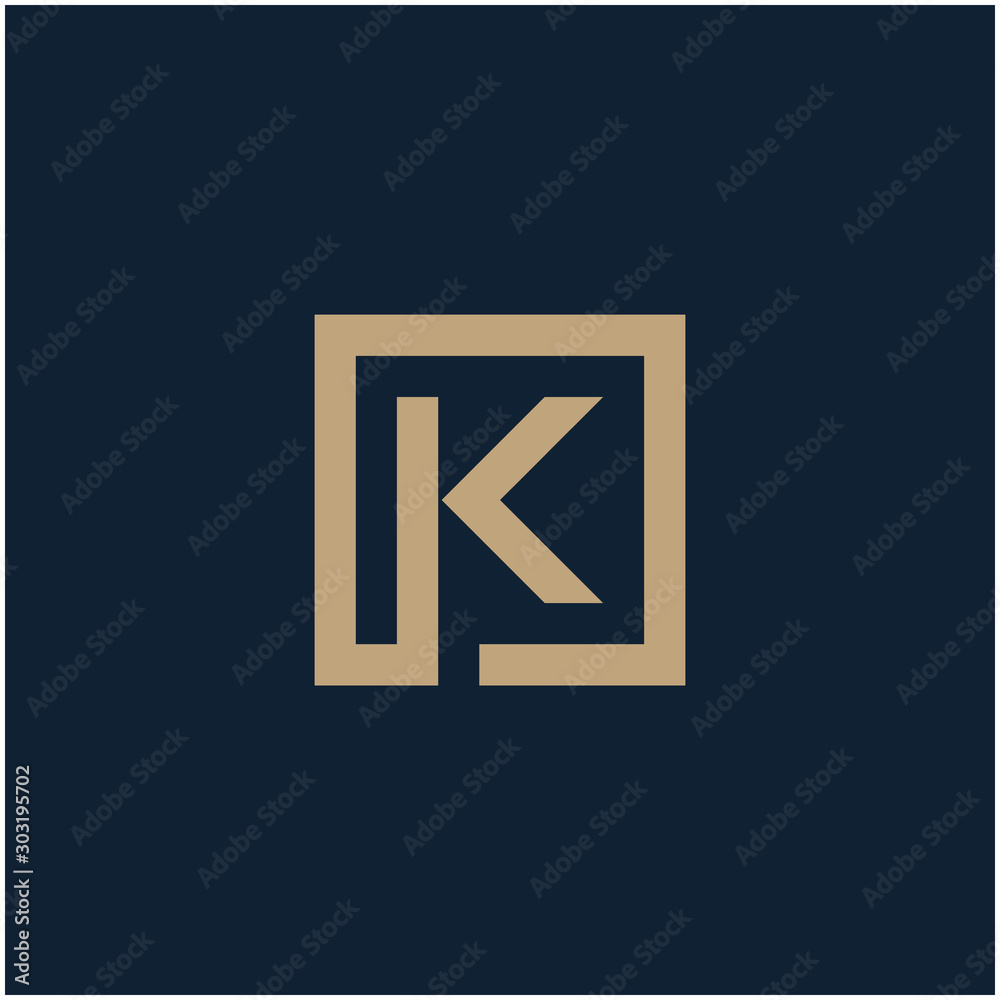 initial letter K geometric with square frame line art. Suitable for business consulting, studio, room, group, decoration, building, concept design. - vector initial letter K geometric with square frame line art. Suitable for business consulting, studio, room, group, decoration, building, concept design. - vector