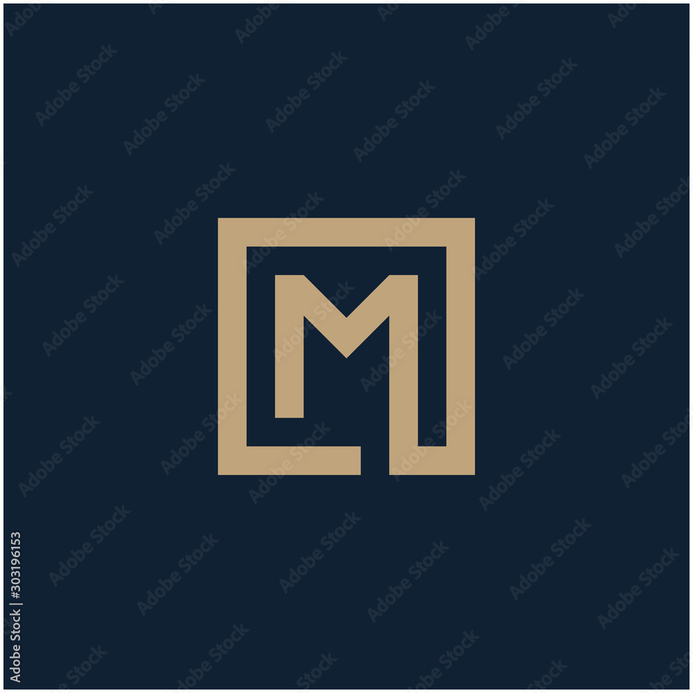 initial letter M geometric with square frame line art. Suitable for business consulting, studio, room, group, decoration, building, concept design. - vector initial letter M geometric with square frame line art. Suitable for business consulting, studio, room, group, decoration, building, concept design. - vector