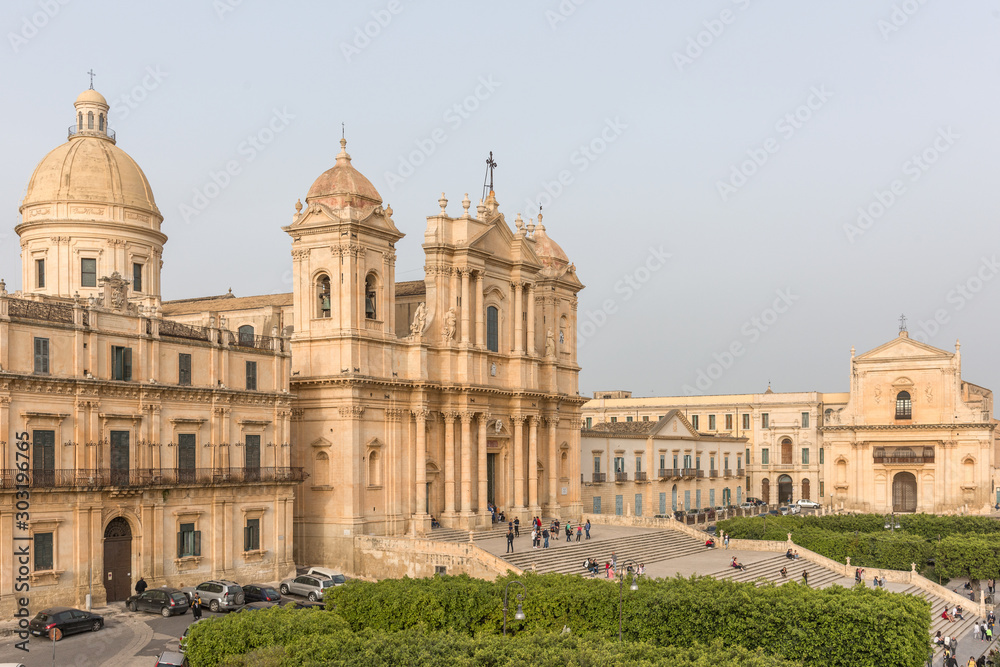 Sicily, Noto town the Baroque Wonder - UNESCO Heritage Site. San Nicola is one of many new churches built after the earthquake of 1693.