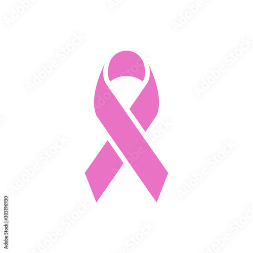 Awareness ribbon pink icon and breast cancer sign