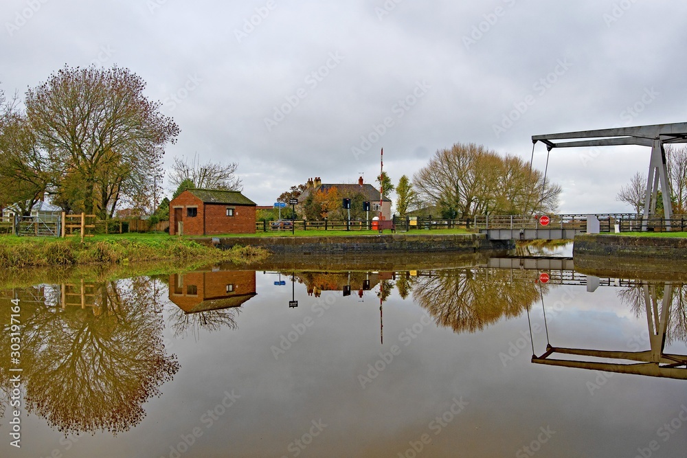 Reflections in Top Lane Canal, Fish Lake, Doncaster, South Yorkshire.