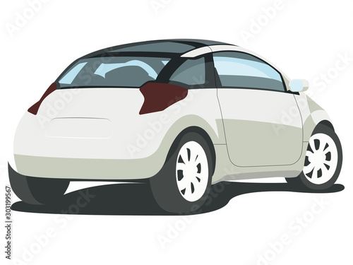 Hatchback white realistic vector illustration isolated