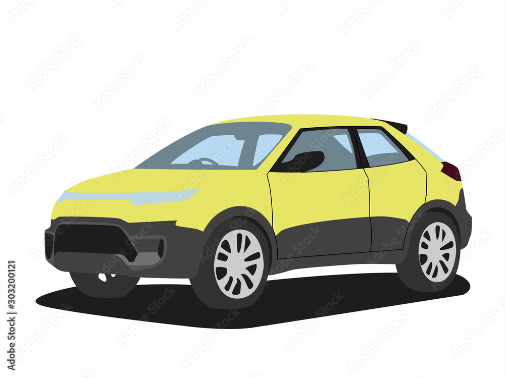 SUV yelow realistic vector illustration isolated