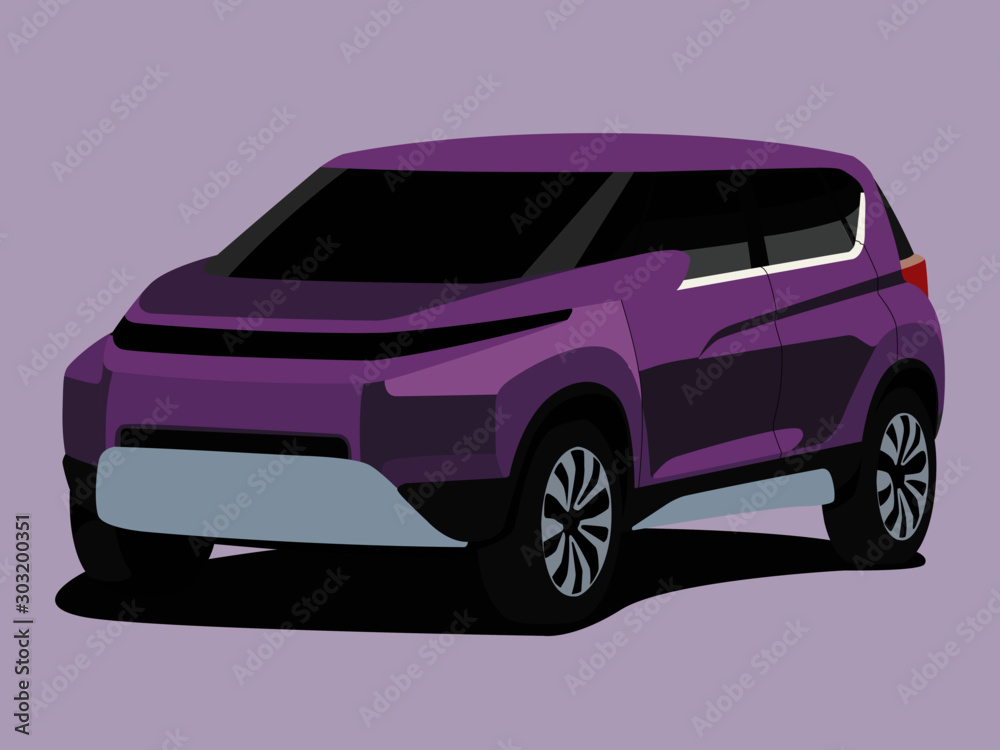 SUV purpure realistic vector illustration isolated