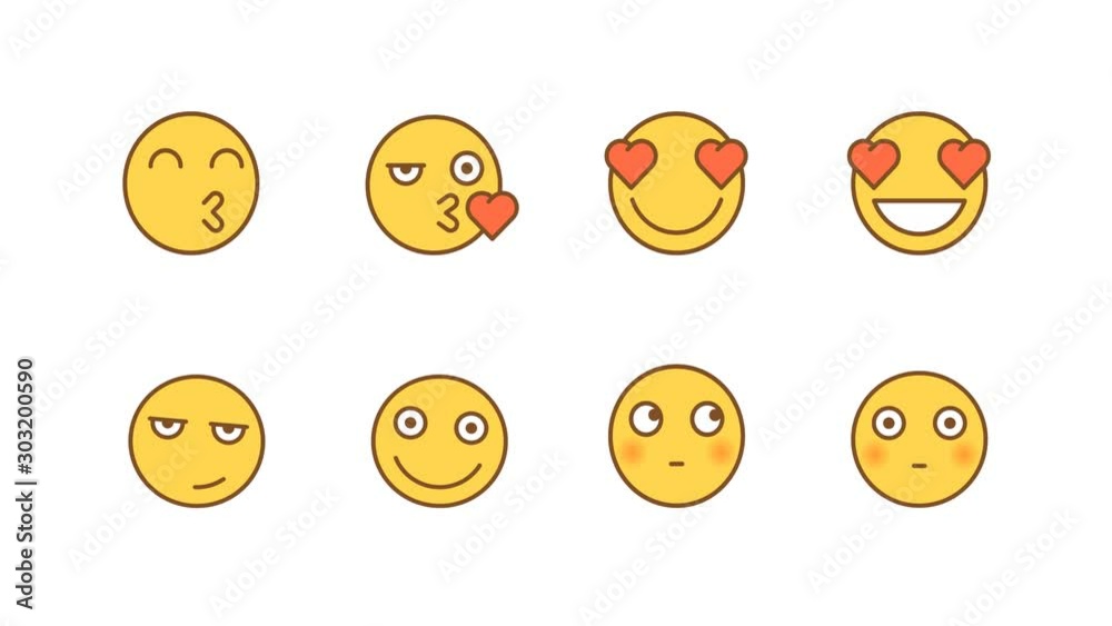 Emoticons stickers set kiss love wink shy. Animated Emoticons. Alpha channel Emoticons stickers set kiss love wink shy. Animated Emoticons. Alpha channel