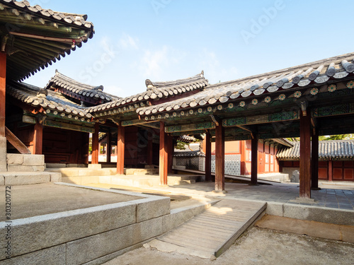 wooden corridor in Changgyeong Palace in Seoul