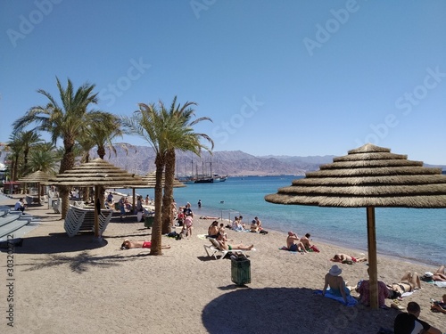 Red Sea in Eilat - famous tourist resort and recreational city in Israel photo
