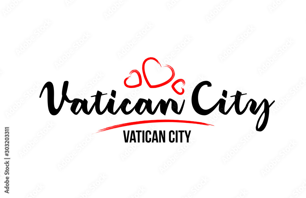 Vatican City country with red love heart and its capital creative typography logo design