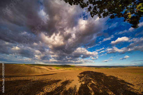 Autumn field with clouds