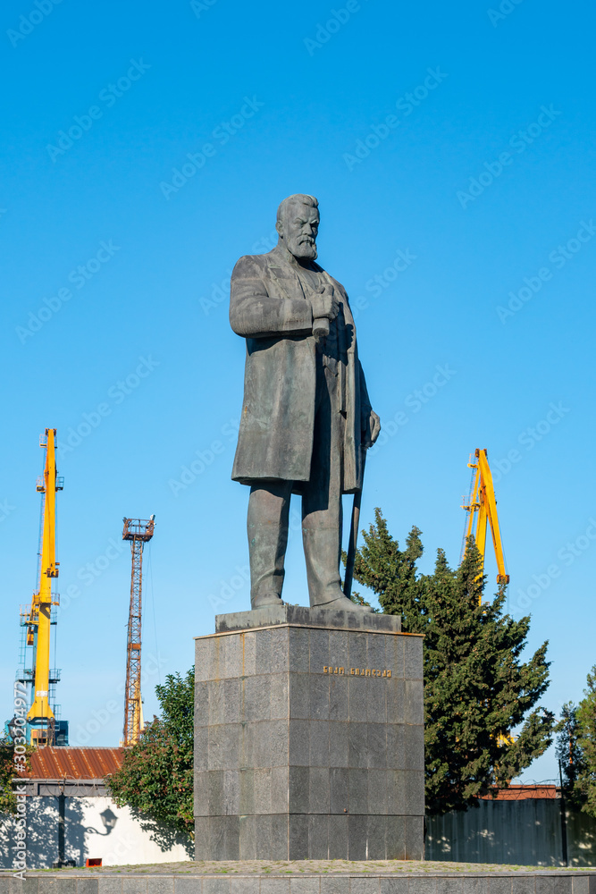Poti, Georgia - 08.11.2019: Statue of Niko Nikoladze in Poti