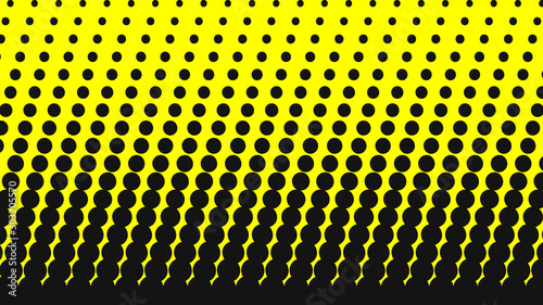 Yellow with black retro pop art background with halftone dots design