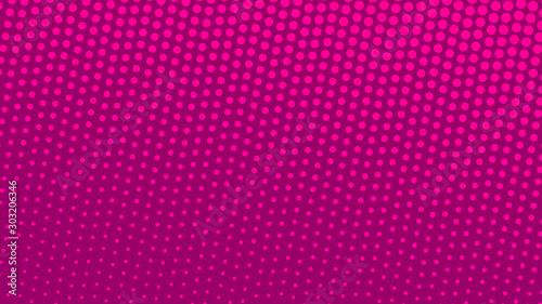 Magenta pink retro pop art background with halftone dots