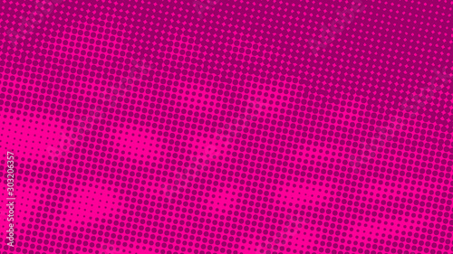 Magenta pink dotted background in pop art retro style, vector illustration
