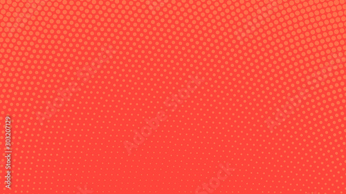 Red with orange pop art background with dots design, abstract vector illustration in retro comics style
