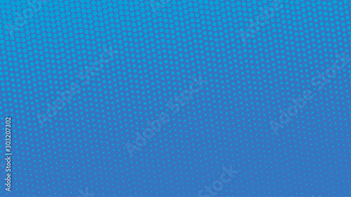 Blue pop art background in retro comic style with halftone dots design isolated