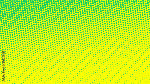 Lime green pop art background in retro comic style with halftone dots, vector illustration of backdrop with isolated dots