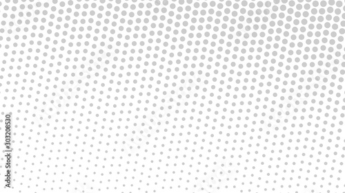 Monochrome grey and white retro pop art background with halftone dots