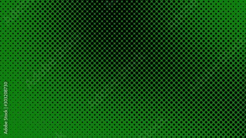 Black and green pop art background in vitange comic style with halftone dots, vector illustration template for your design photo
