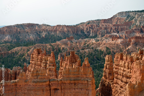 Bryce Canyon with hoodoos in front and trees behind