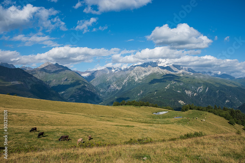 Zuruldi mountains - popular trek in Svaneti, Georgia.  photo