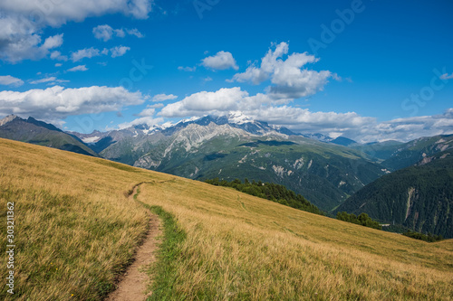 Zuruldi mountains - popular trek in Svaneti, Georgia.  photo