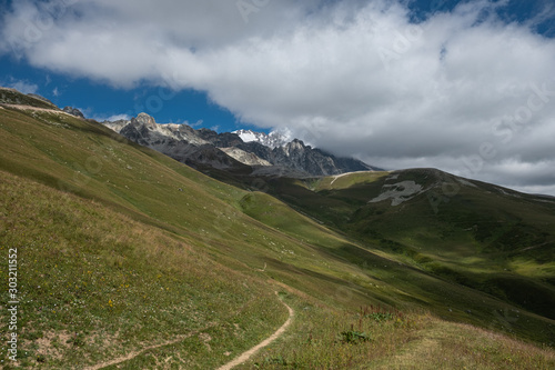 Zuruldi mountains - popular trek in Svaneti, Georgia.  photo