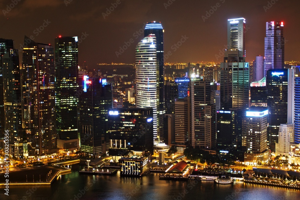 Singapore Marina Bay skyline at night