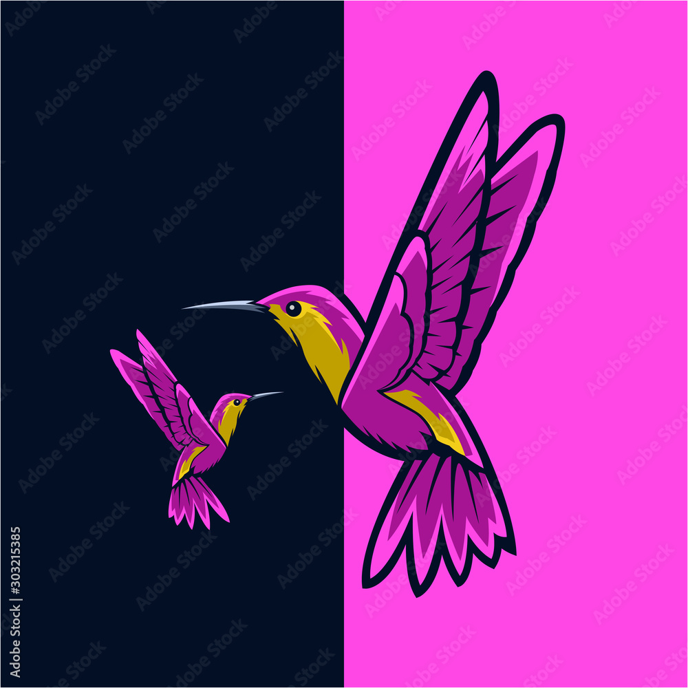 hummingbird design in purple - vector