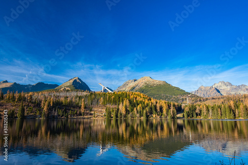 Mountain lake Strbske pleso in National Park High Tatra, Slovakia, Europe