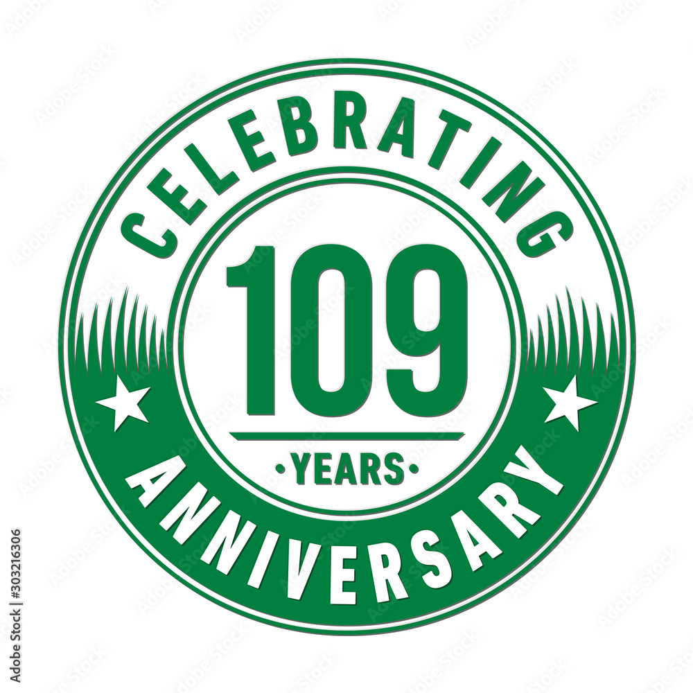 109 years anniversary celebration logo template. Vector and illustration. 109 years anniversary celebration logo template. Vector and illustration.