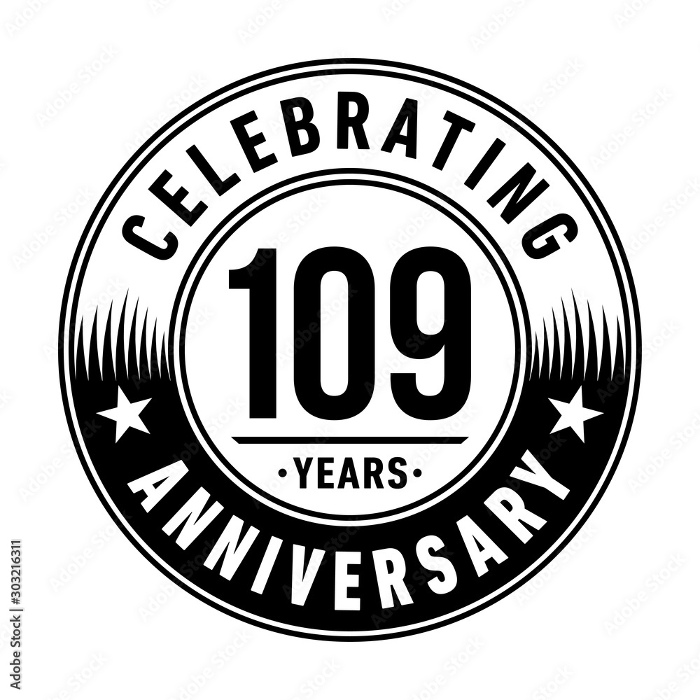 109 years anniversary celebration logo template. Vector and illustration.