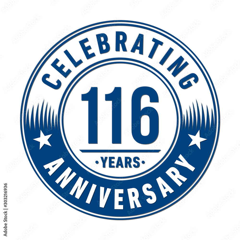 116 years anniversary celebration logo template. Vector and illustration.