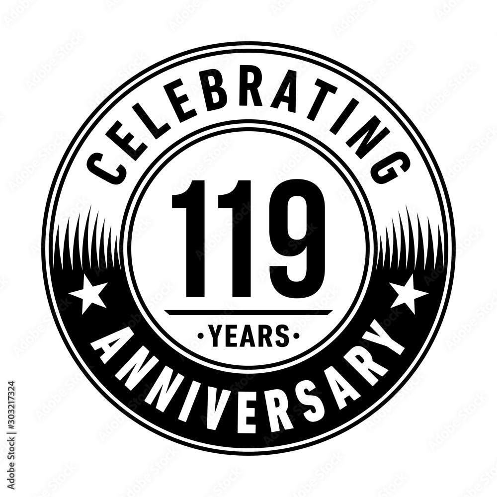 119 years anniversary celebration logo template. Vector and illustration.