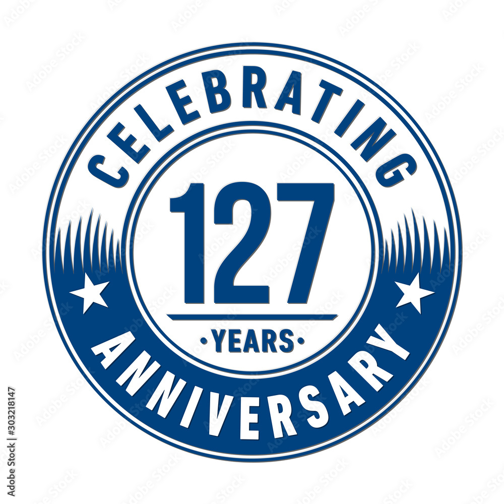 127 years anniversary celebration logo template. Vector and illustration.