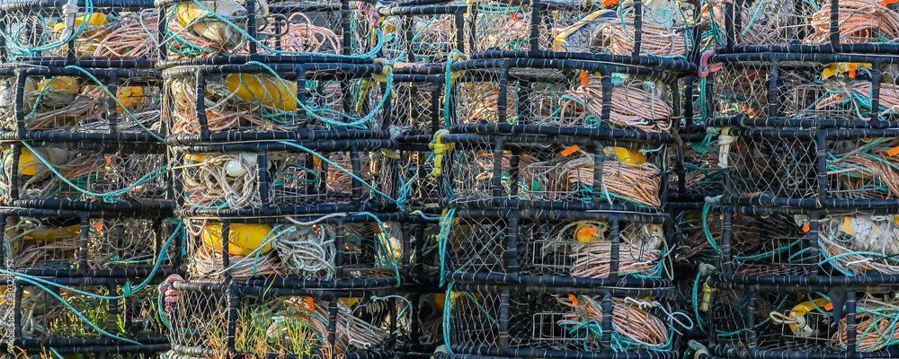 Stacked Colorful Oyster Cages Stacked Colorful Oyster Cages