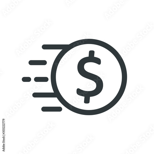 Fast coin dollar icon – vector