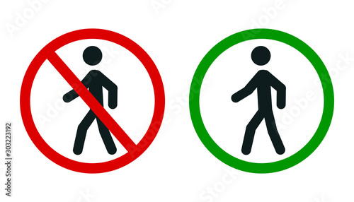 Person walk stop warning signs - stock vector