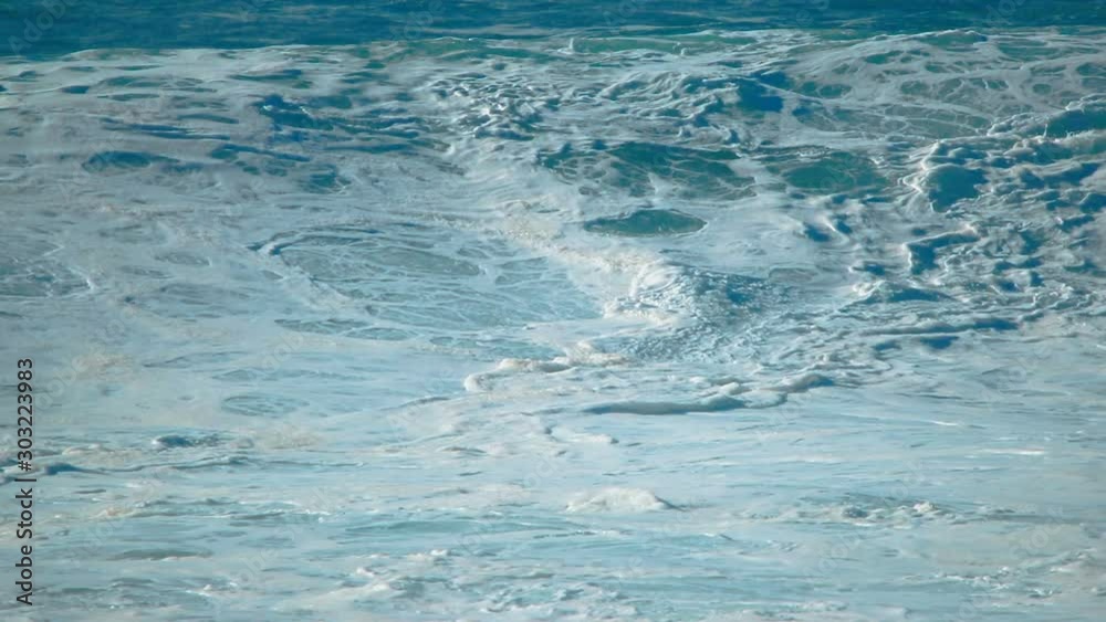 Ocea, sea waves water foaming. Beautiful blue surf tide in slow motion Ocea, sea waves water foaming. Beautiful blue surf tide in slow motion
