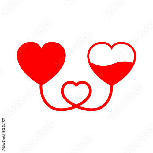 Blood donation hearts, blood transfusion – stock vector