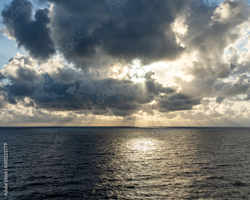 sunset on the sea with beautiful cloud patterns